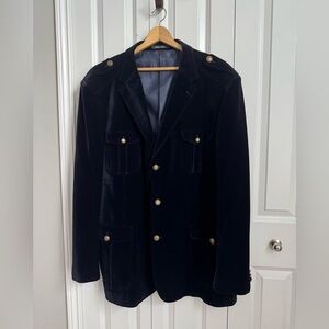 Inserch Navy Blue Velvet Blazer with Gold Buttons 4 XL